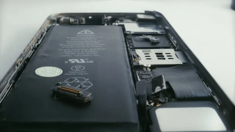 Batterie d'un iPhone ouvert
